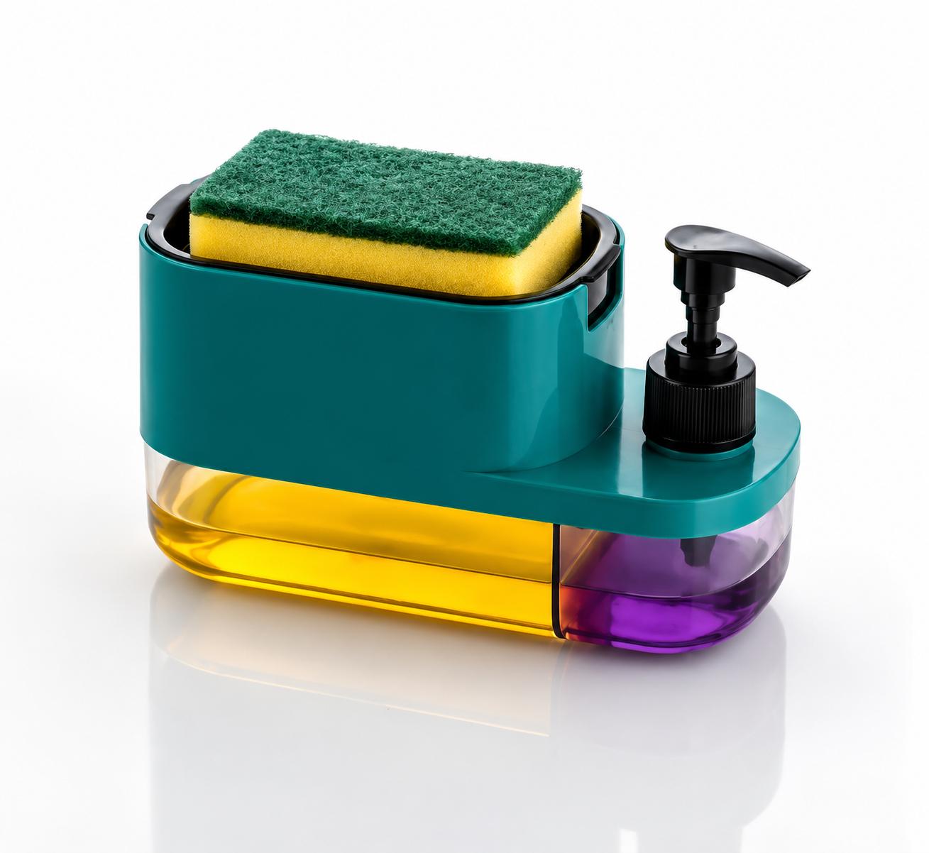 3 in 1 Soap Dispenser for Kitchen Dishwasher Liquid Dispenser Pump with Sponge Kitchen Cleaner