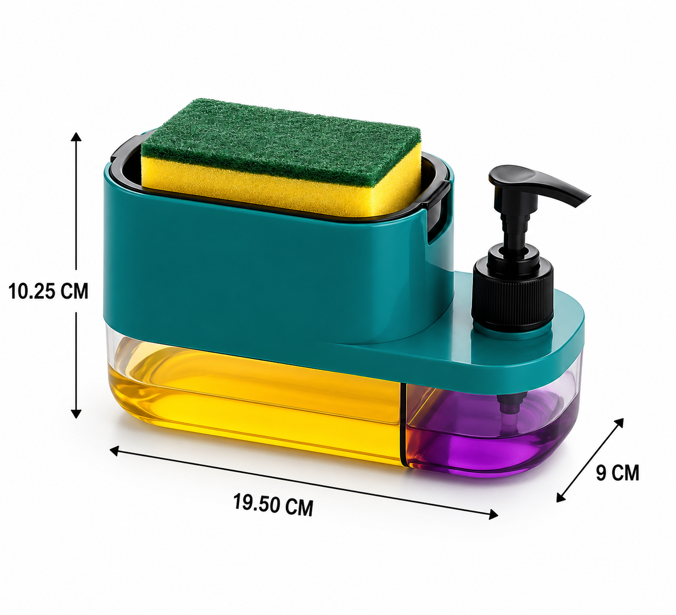3 in 1 Soap Dispenser for Kitchen Dishwasher Liquid Dispenser Pump with Sponge Kitchen Cleaner